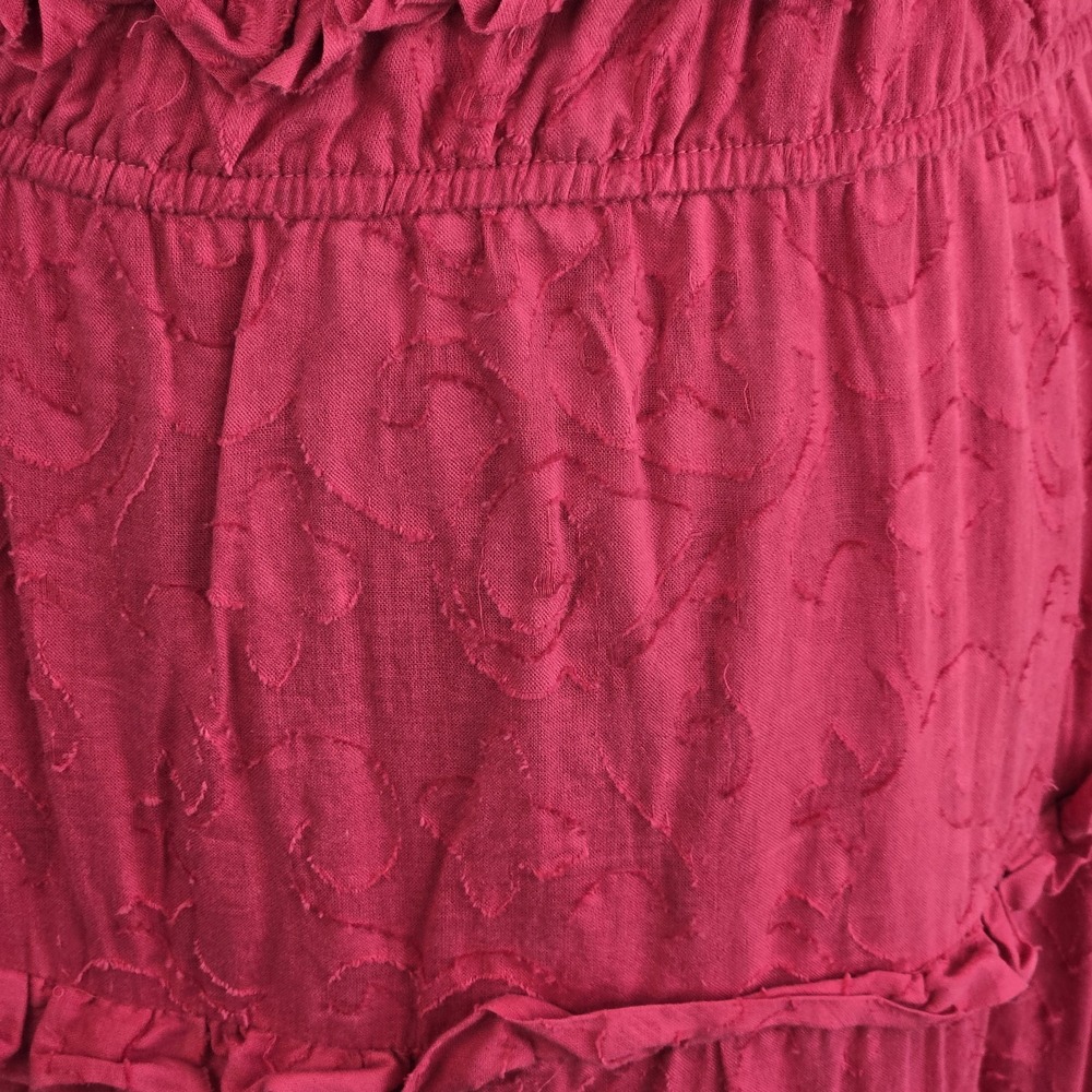 Anthropologie Hot Pink Tiered Ruffle Maxi Dress Size XL Cotton Euro Summer Boho - Picture 4 of 12